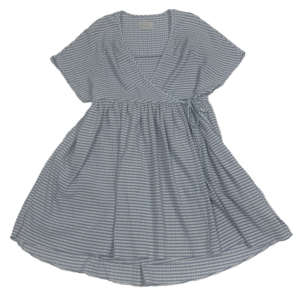 Urban Outfitters Alice Wrap Dress Women's XS Blue White Stripe Mini V Neck